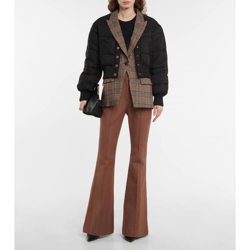 Veronica Beard Larkin Puffer Jacket 0 Blazer Dickey Plaid Layered Coat Black